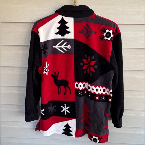 CAPACITY vintage 90s fleece holiday button down shirt jacket winter oversized S - Picture 2 of 12